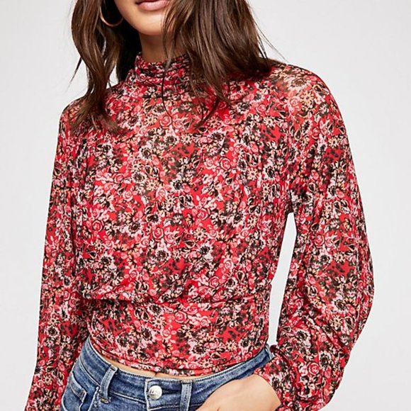 Free People Tops - Free People long-sleeve floral top medium